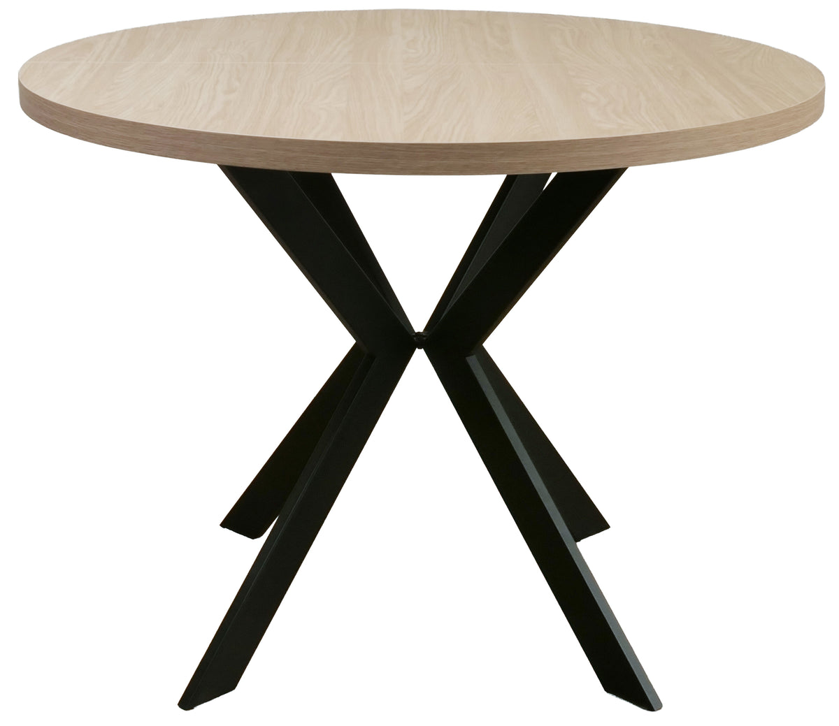 Table extensible de salle à manger Callions 100-180x100 cm chêne huilé avec pieds noirs