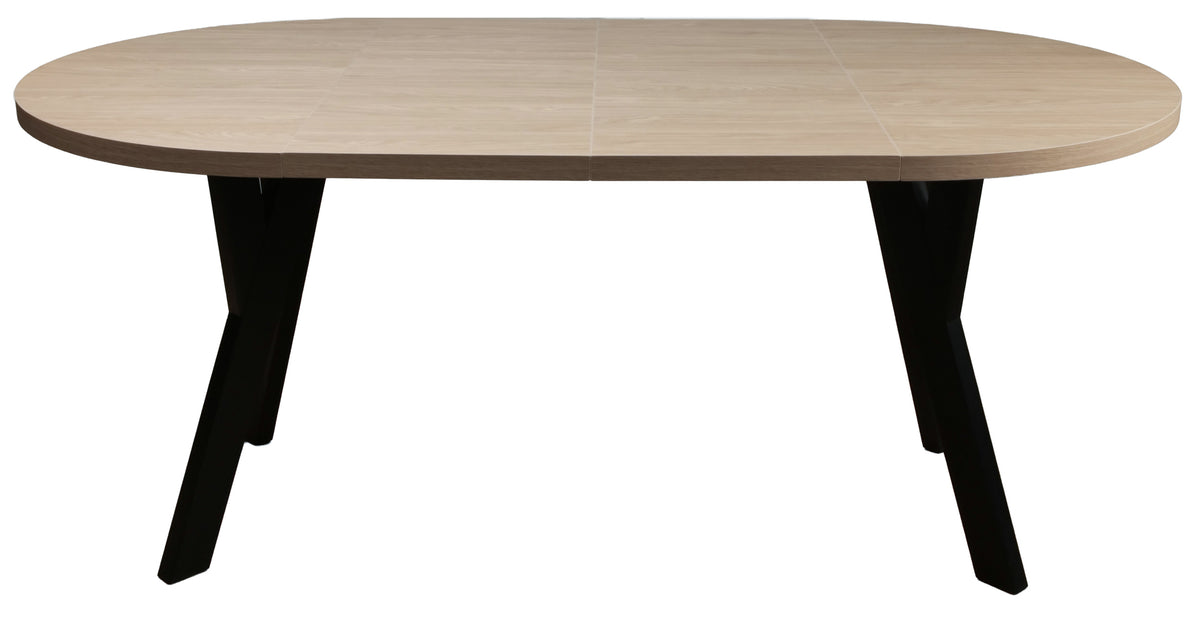 Table extensible de salle à manger Osenness 100-180x100 cm chêne huilé avec pieds noirs