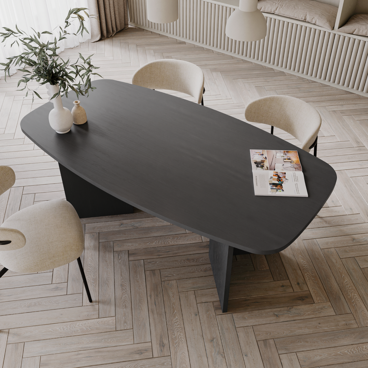 Esstisch Piano 190 cm Esche Prestige Schwarz