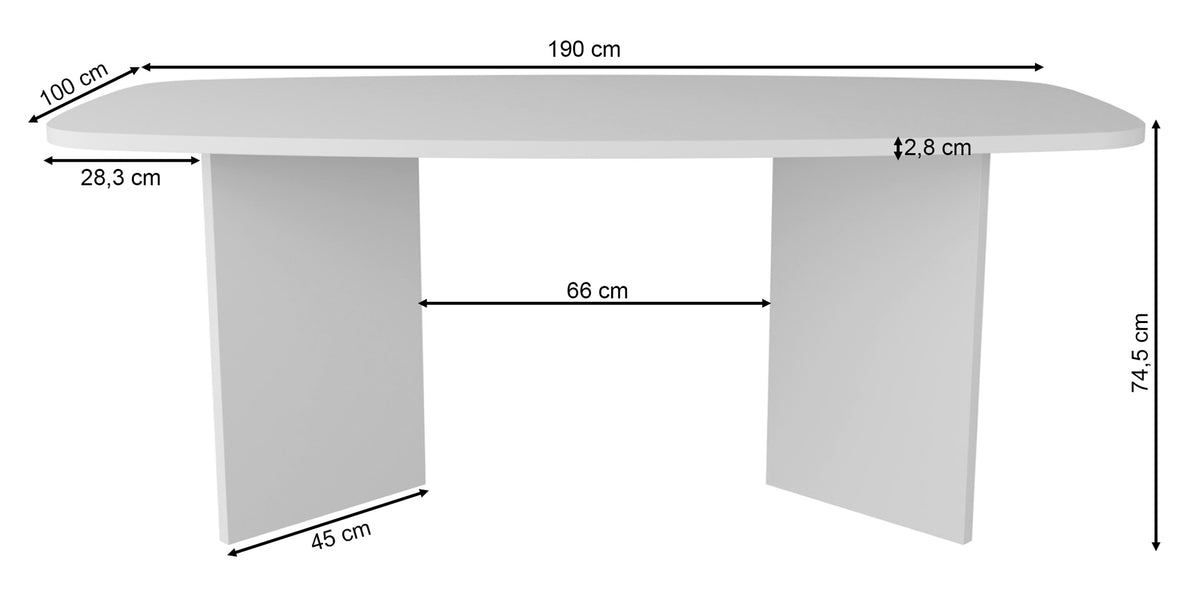 Table à manger Piano 190 cm chêne Lindberg
