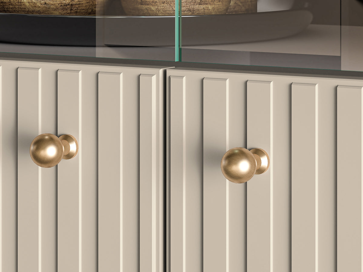 Zweiflügeliger Schrank Caletto 92 cm mit dekorativen Lamellen, beige