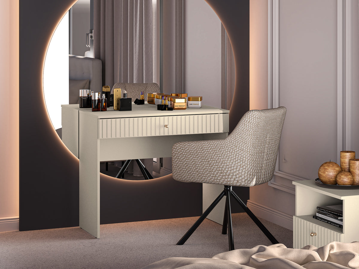 Toilette Caletto avec tiroir 92 cm lamelles décoratives beige