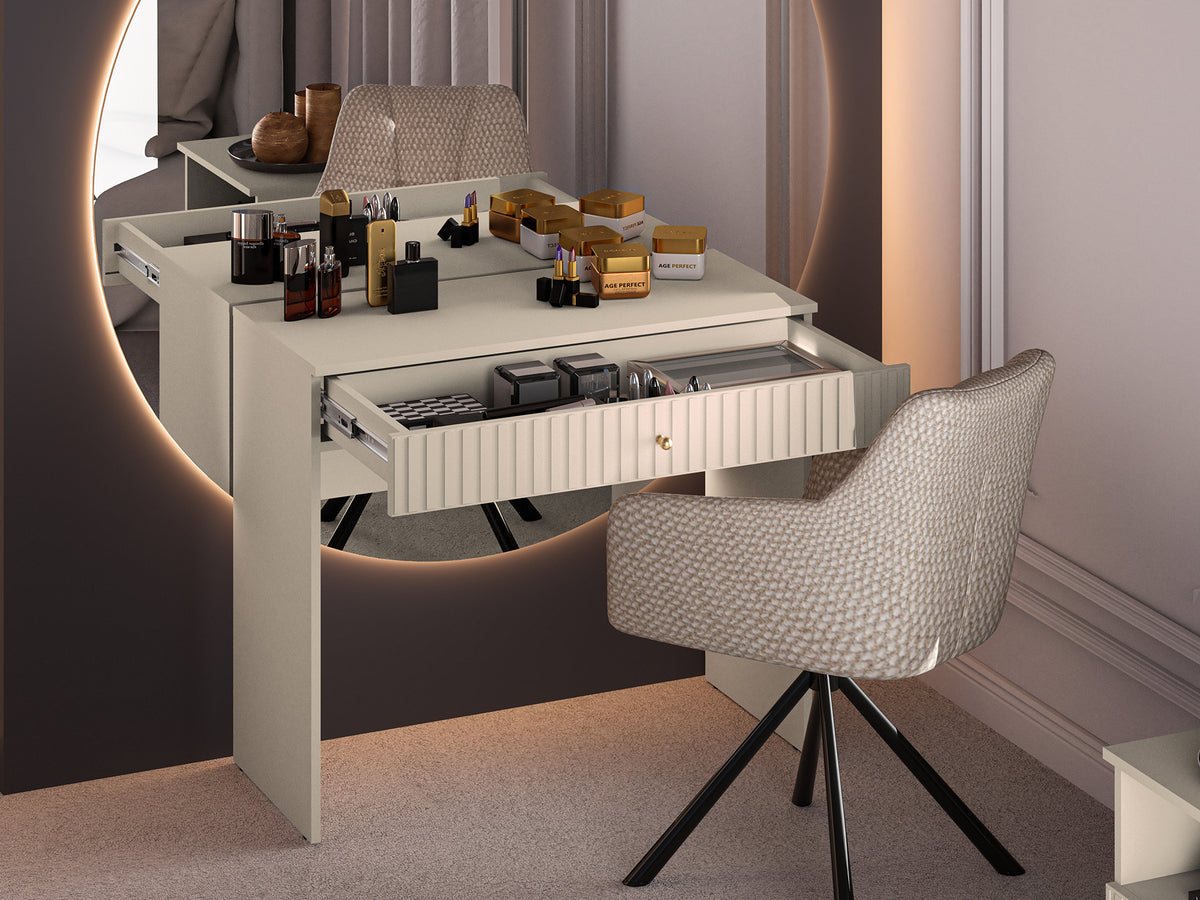 Toilette Caletto avec tiroir 92 cm lamelles décoratives beige