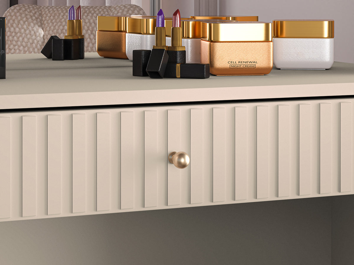 Toilette Caletto avec tiroir 92 cm lamelles décoratives beige
