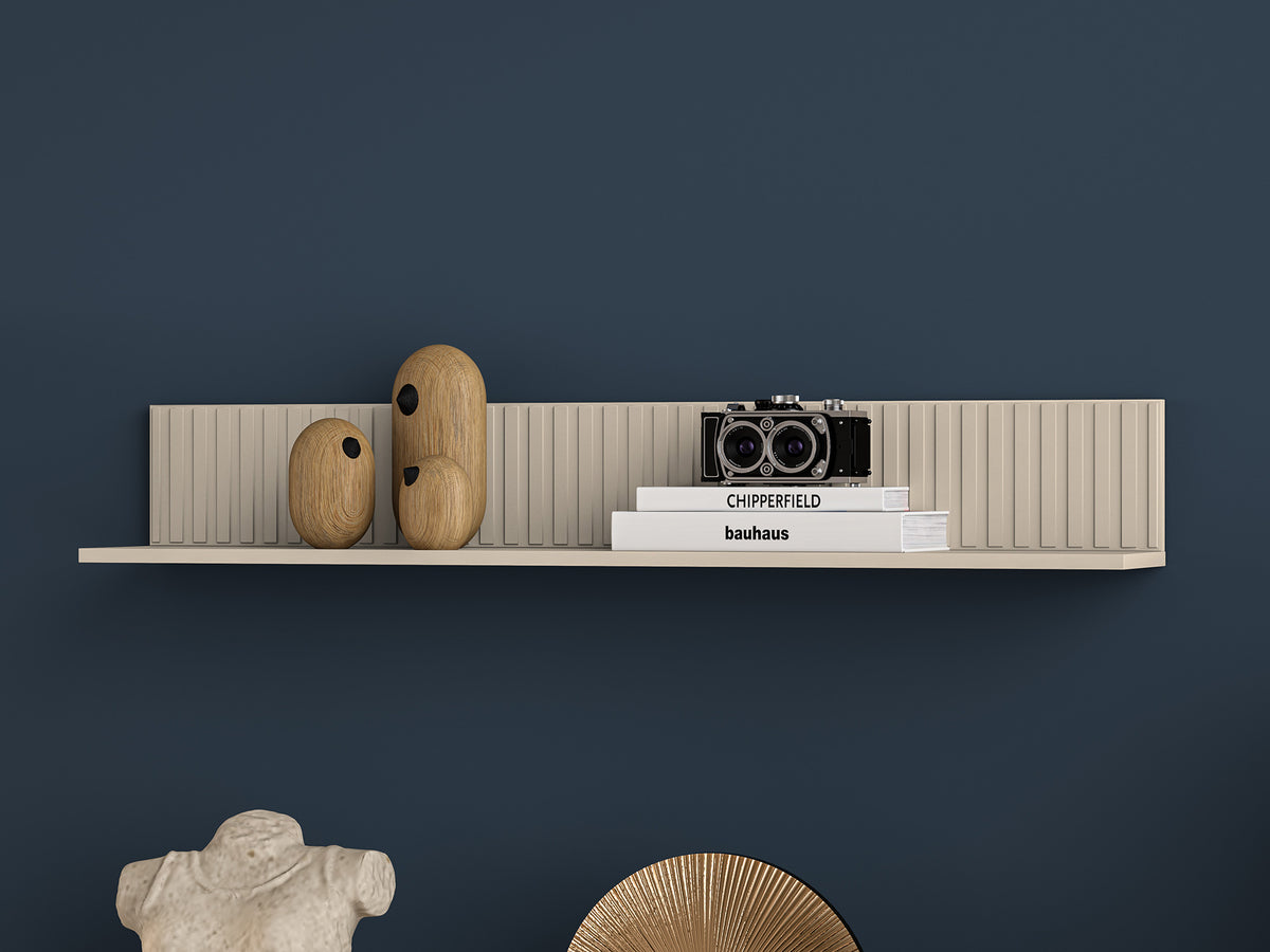 Étagère murale Caletto 120 cm lames décoratives beige