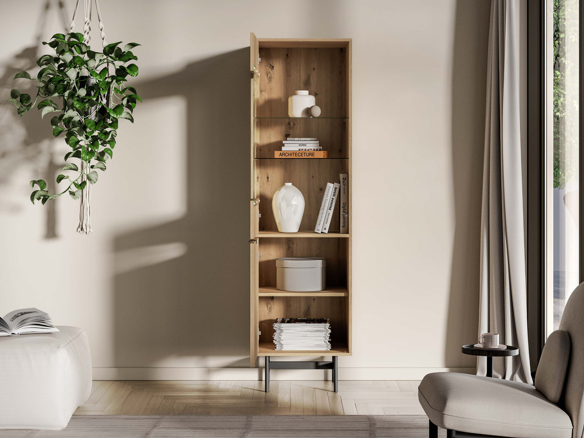 Vitrine 1 porte Heggers 54 cm chêne Mavelie
