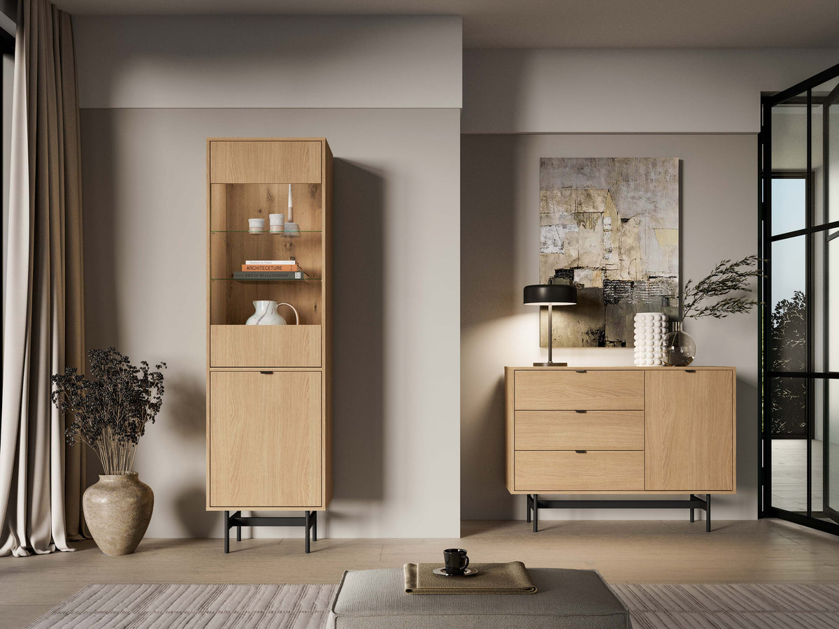 Vitrine 1 porte Heggers 54 cm chêne Mavelie