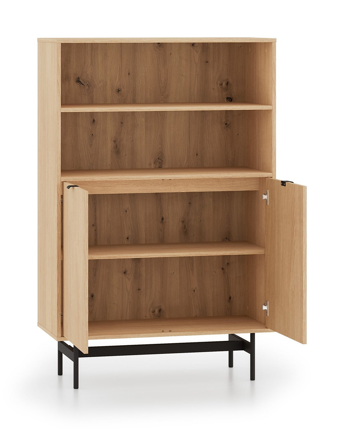 Étagère deux portes Heggers avec deux niches 92 cm chêne mavelie