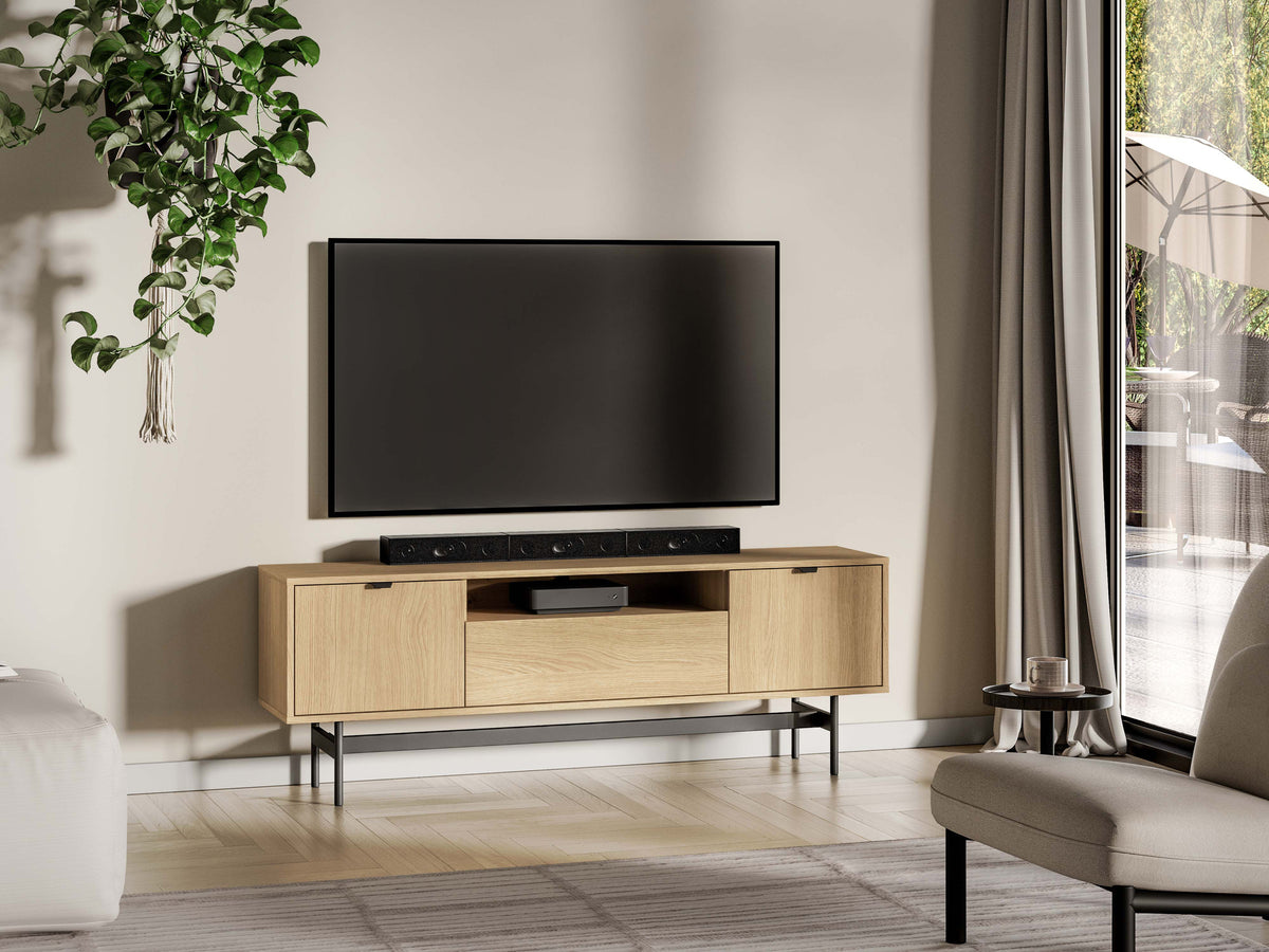 Meuble TV trois portes Heggers 150 cm chêne mavelie