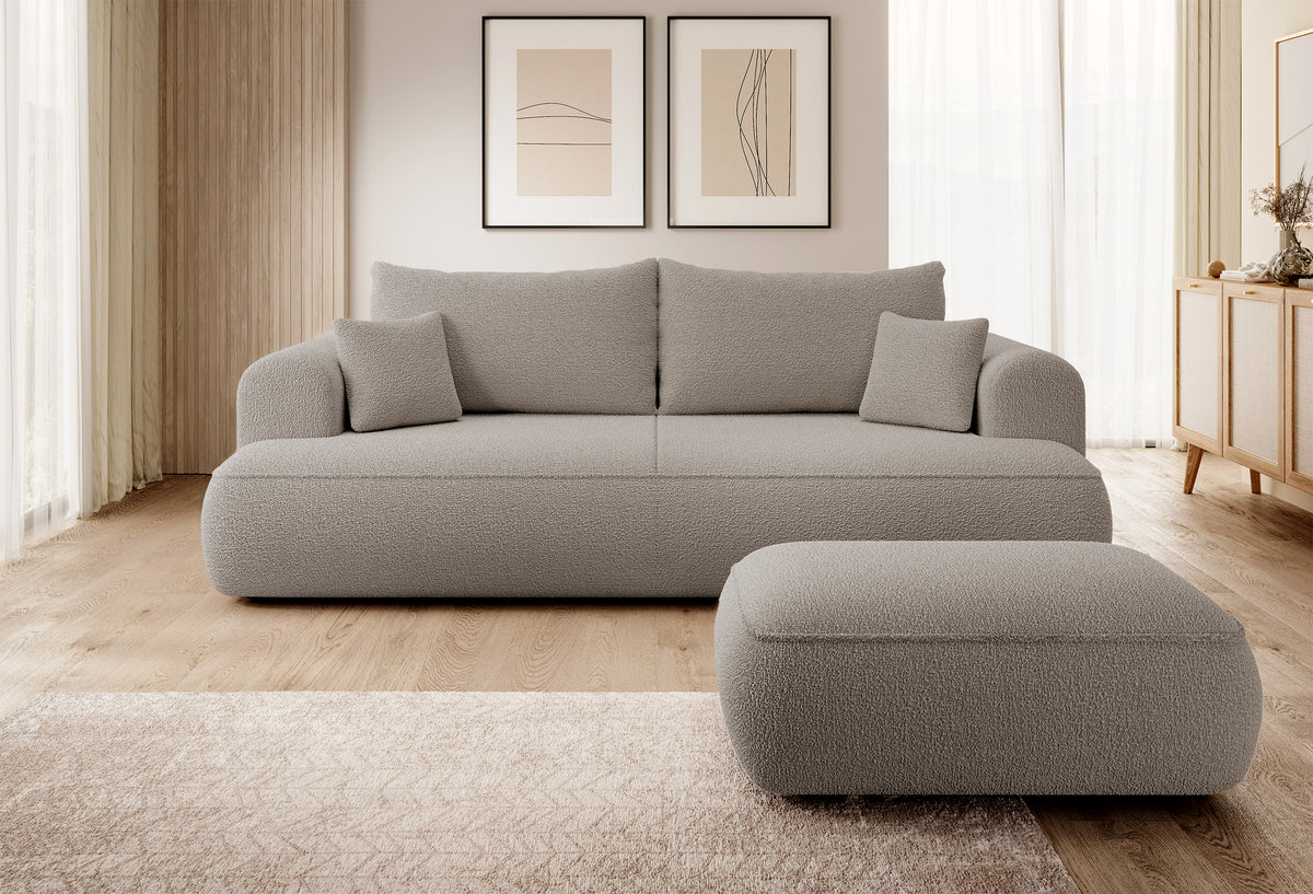Pouf Ovo boucle beige foncé