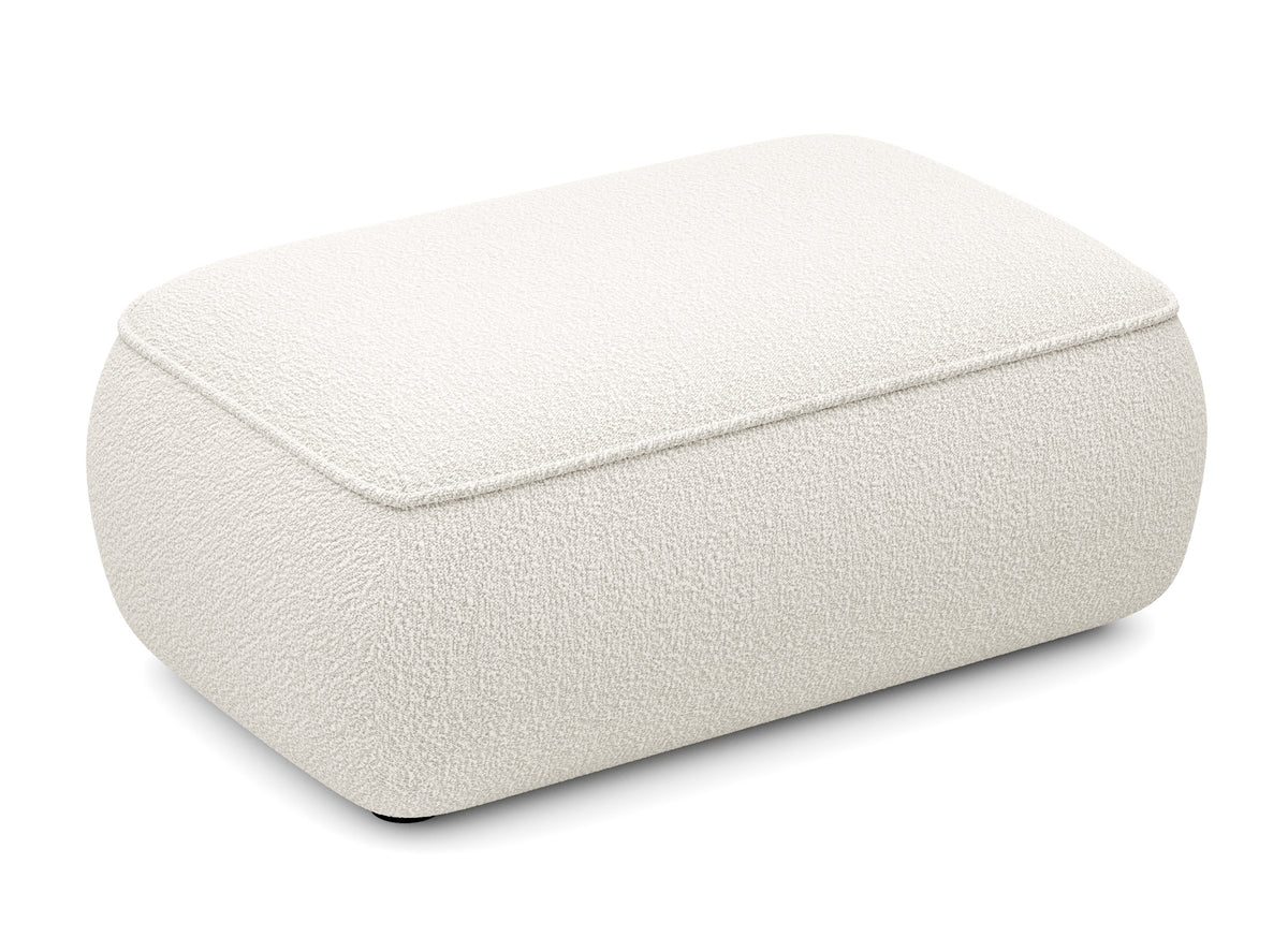 Ovo Hocker in cremigem Bouclé