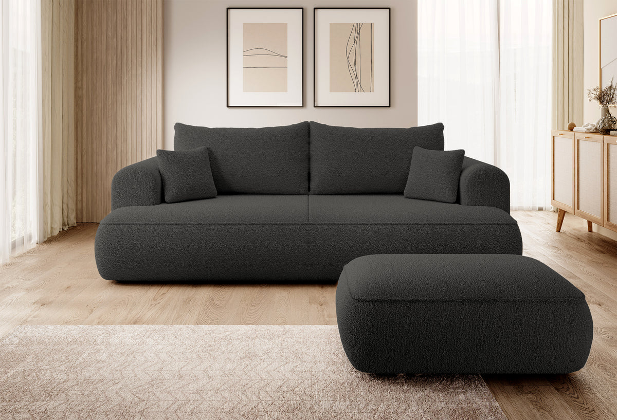 Pouf Ovo boucle gris foncé