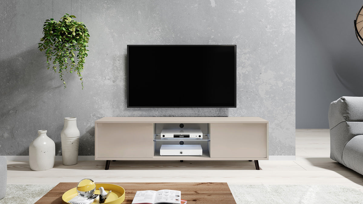 TV-Schrank Lefyr 140 cm Grau Beige
