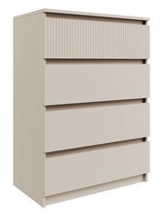 Commode Sandia avec quatre tiroirs et façade rainurée 70 cm cachemire