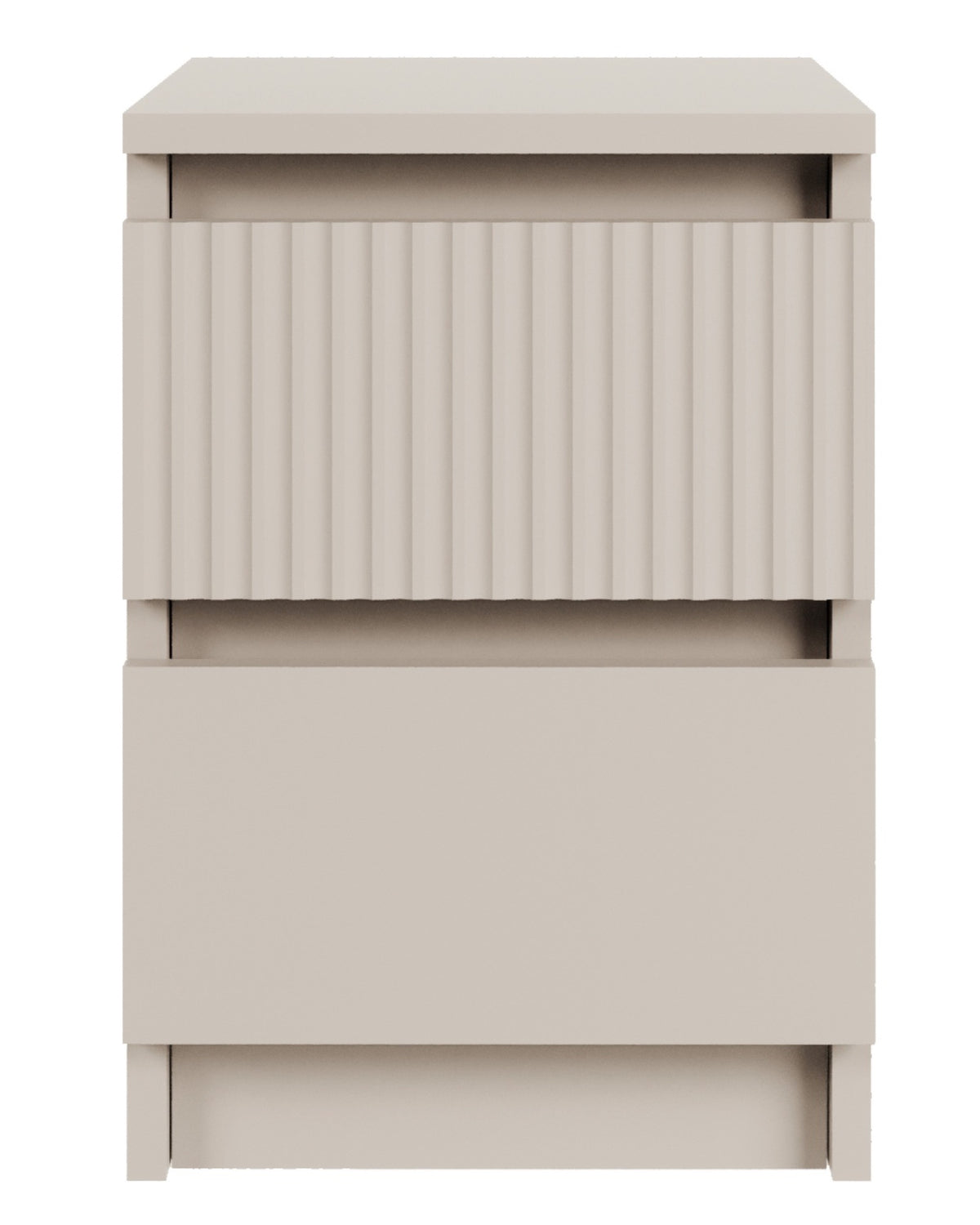 Nachttisch Sandia mit zwei Schubladen und geriffelter Front, 30 cm Kaschmir
