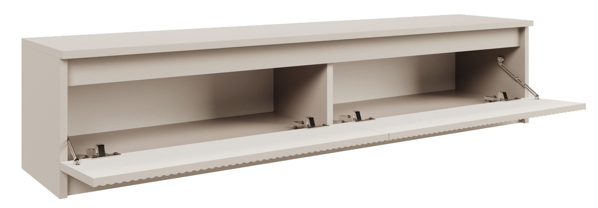 Meuble TV 2 portes Sandia avec façade rainurée 139 cm cachemire