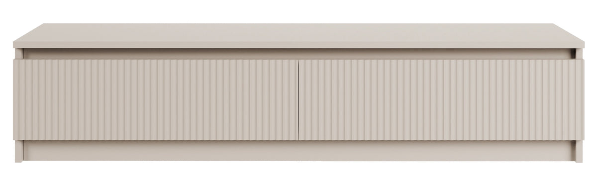 Meuble TV 2 portes Sandia avec façade rainurée 139 cm cachemire