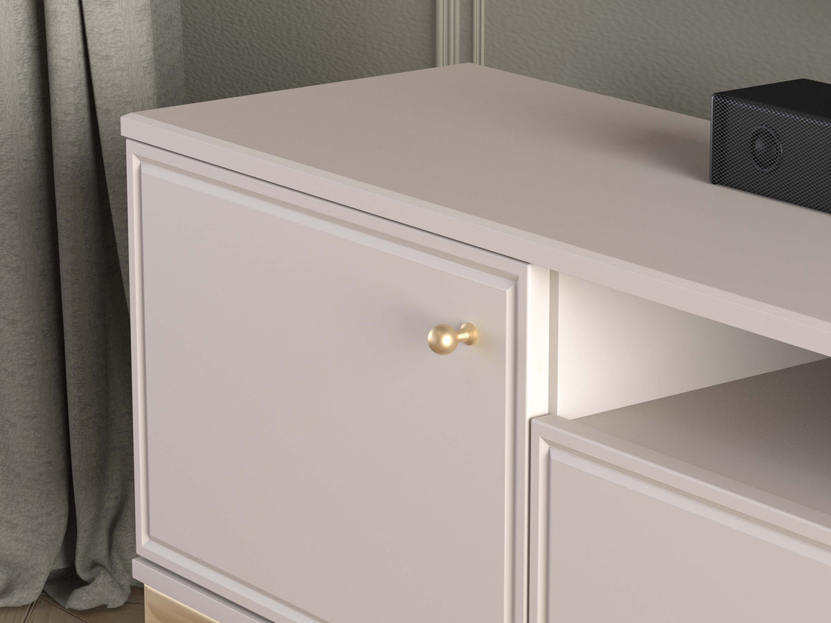 Meuble TV Sandro 180 cm à deux portes avec abattant et niche, couleur cachemire