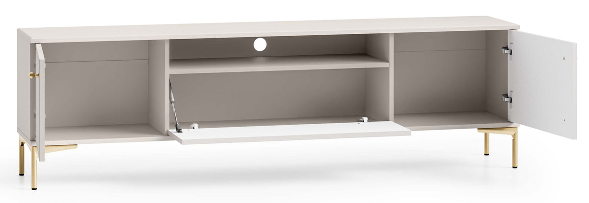 Meuble TV Sandro 180 cm à deux portes avec abattant et niche, couleur cachemire