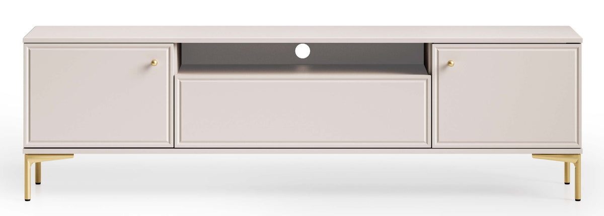 Meuble TV Sandro 180 cm à deux portes avec abattant et niche, couleur cachemire