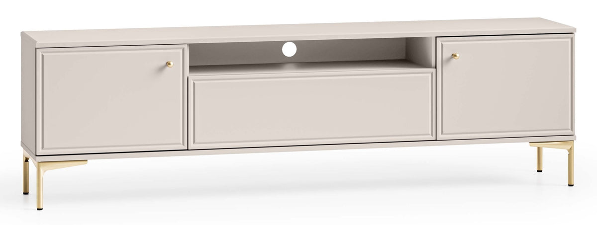 Meuble TV Sandro 180 cm à deux portes avec abattant et niche, couleur cachemire