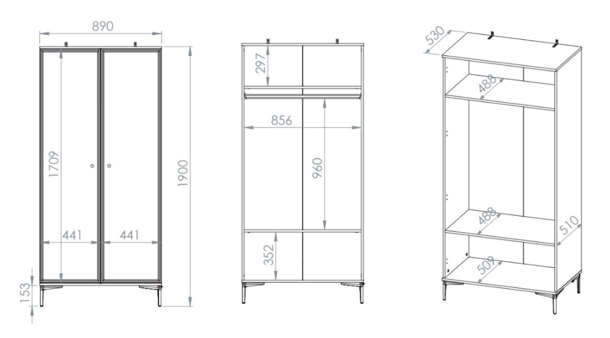 Armoire deux portes Sandro 89 cm cachemire