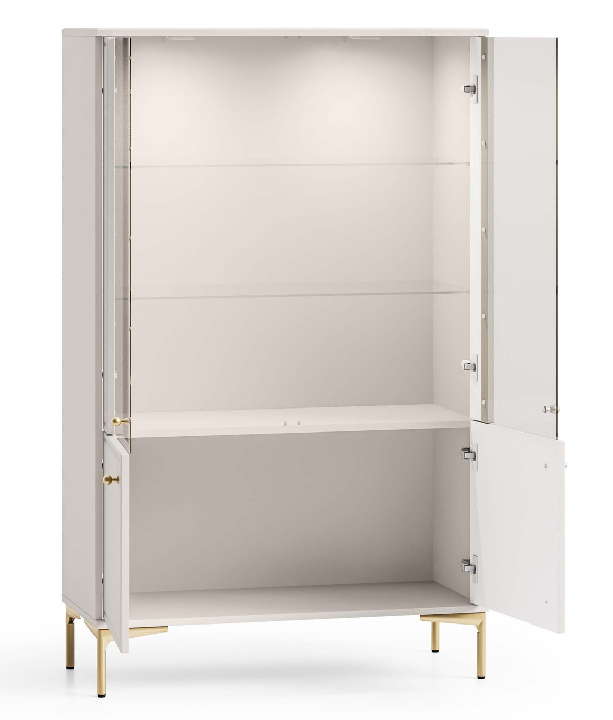Vitrine quatre portes Sandro avec éclairage 92 cm cachemire