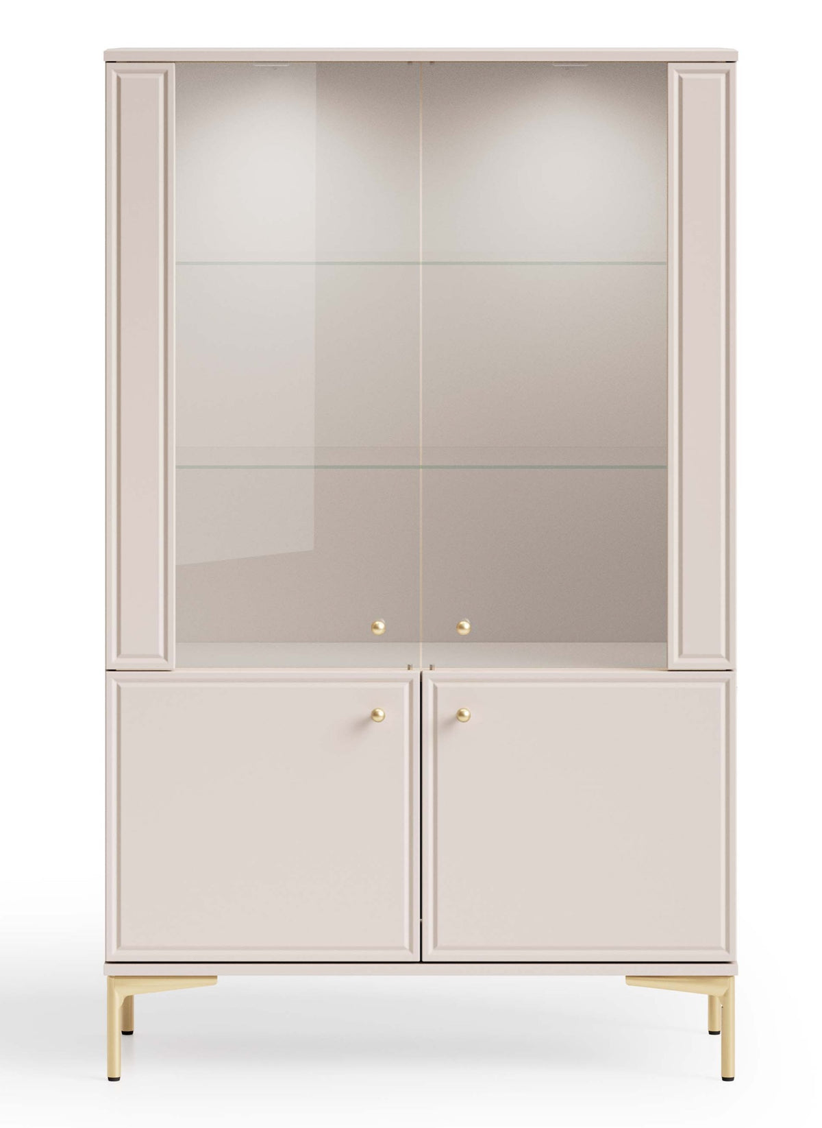 Vitrine quatre portes Sandro avec éclairage 92 cm cachemire