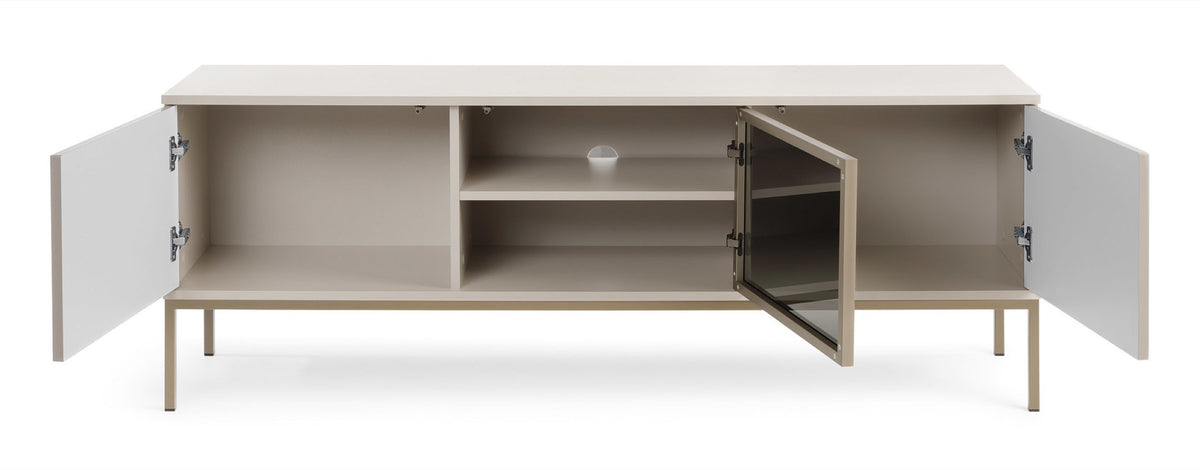 Drehtür-TV-Schrank Tosena mit LED-Beleuchtung, 154 cm, Kaschmir