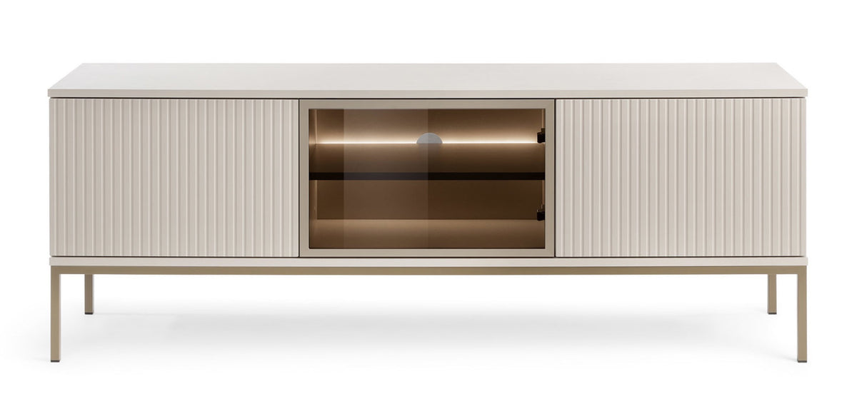 Drehtür-TV-Schrank Tosena mit LED-Beleuchtung, 154 cm, Kaschmir