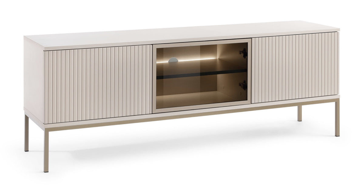 Meuble TV Tosena trois portes avec éclairage LED 154 cm Kaszmir