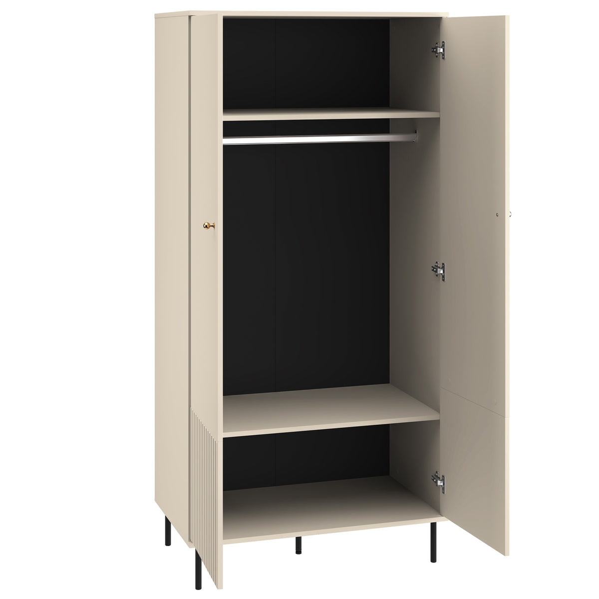 Armoire deux portes Caletto 92 cm avec lamelles décoratives beige
