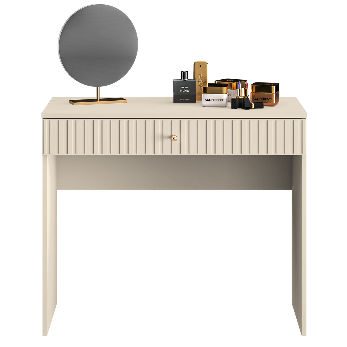 Toilette Caletto avec tiroir 92 cm lamelles décoratives beige