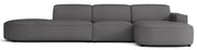 Canapé d'angle modulable Sallmo en L, côté droit, tissu chenille hydrofuge gris foncé