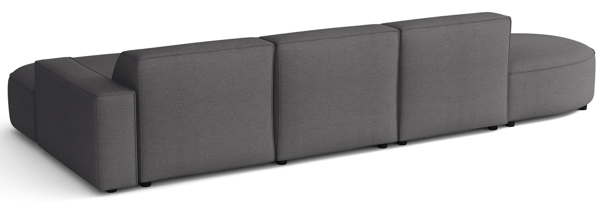 Canapé d'angle modulable Sallmo en L, côté droit, tissu chenille hydrofuge gris foncé