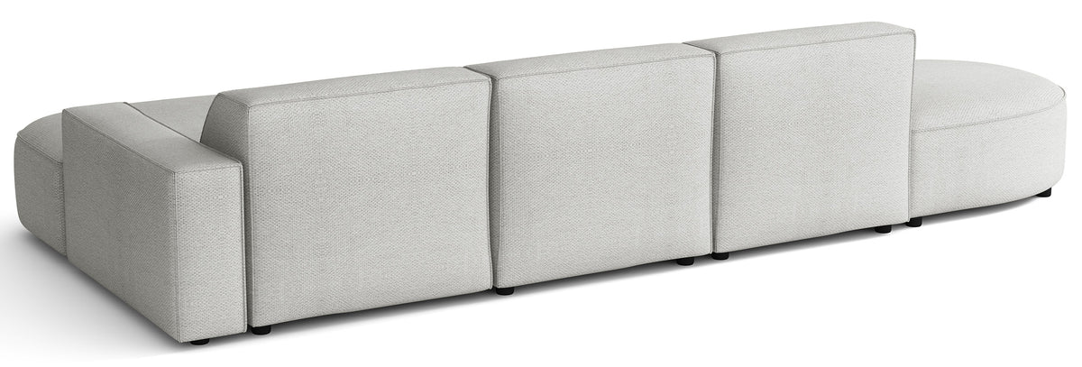 Modulares Ecksofa Sallmo, L-förmig, rechtsseitig, hellgrauer hydrophober Chenille-Stoff