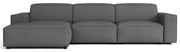 Canapé d'angle modulable Sellmo en L, côté gauche, tissu chenille hydrofuge gris foncé