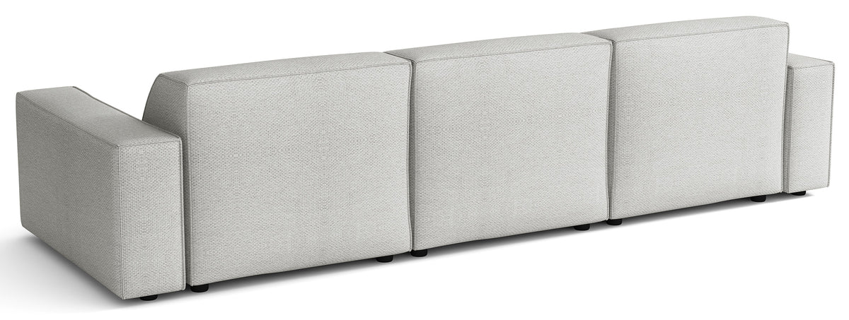 Canapé d'angle modulable Sellmo en L, côté gauche, tissu chenille hydrofuge gris clair
