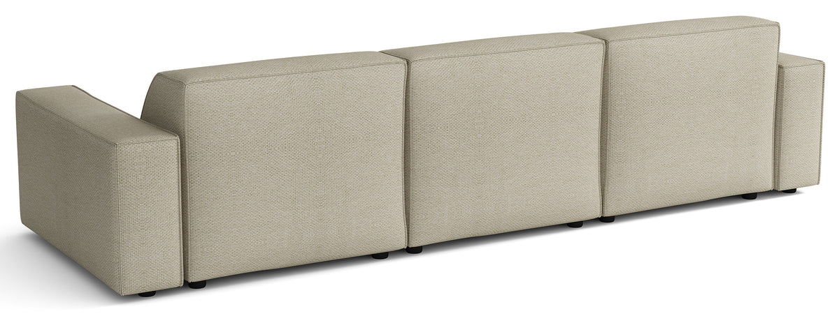 Modulares Ecksofa Sellmo L-förmig linksseitig, grau-beige, hydrophober Chenille