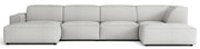 Grand canapé d'angle modulaire Sellmo en U avec pouf, côté droit, tissu chenille hydrofuge gris clair