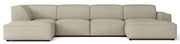 Grand canapé d'angle modulaire Sellmo en U avec pouf, côté gauche, tissu chenille hydrofuge gris beige