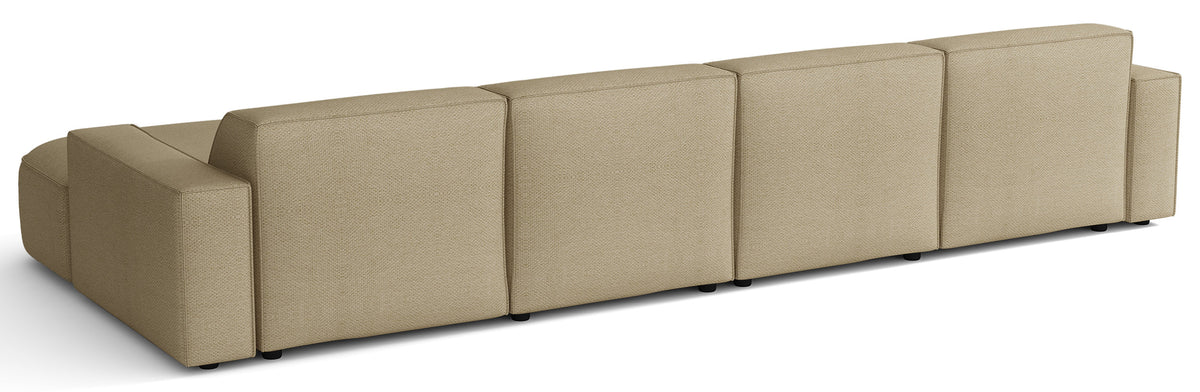 Canapé d'angle modulaire Sallmo en U universel, tissu chenille hydrofuge beige foncé