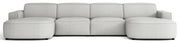 Canapé d'angle modulable Sallmo en U universel, tissu chenille hydrofuge gris clair