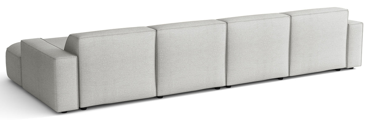 Canapé d'angle modulable Sallmo en U universel, tissu chenille hydrofuge gris clair