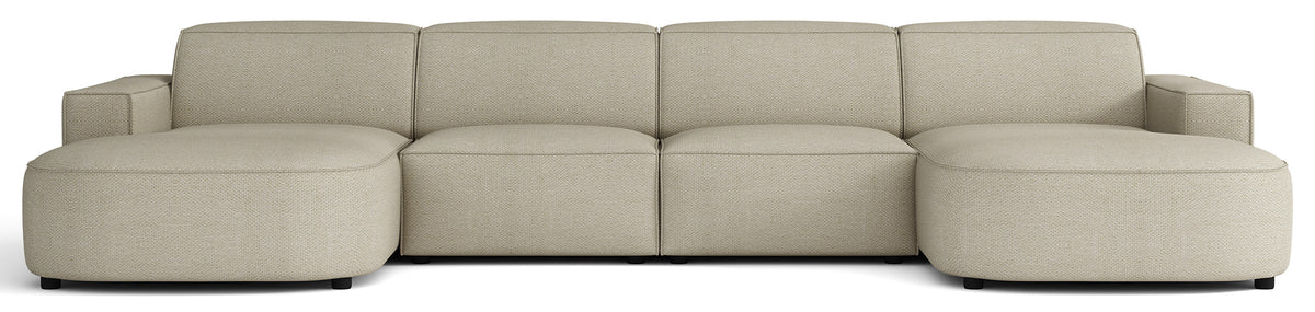 Modulares Ecksofa Sallmo U-förmig universell in grau-beigem hydrophobem Chenillestoff