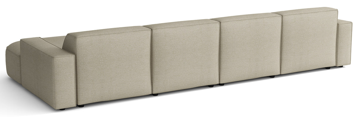 Modulares Ecksofa Sallmo U-förmig universell in grau-beigem hydrophobem Chenillestoff