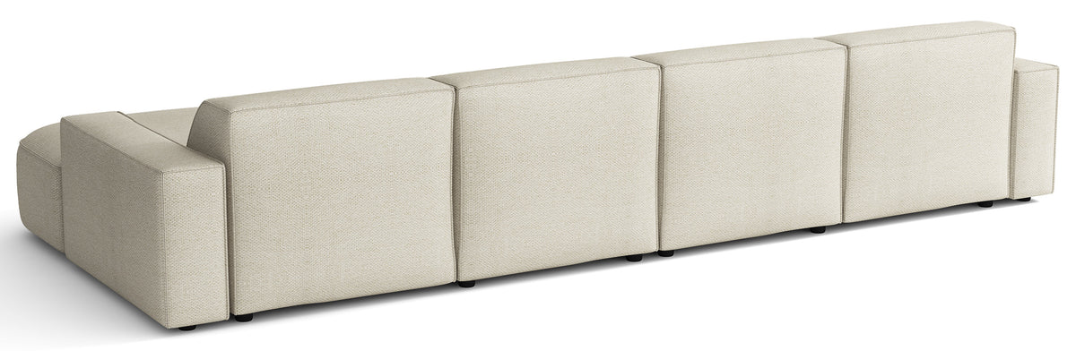 Canapé d’angle modulaire Sallmo en U universel, crème, chenille hydrofuge
