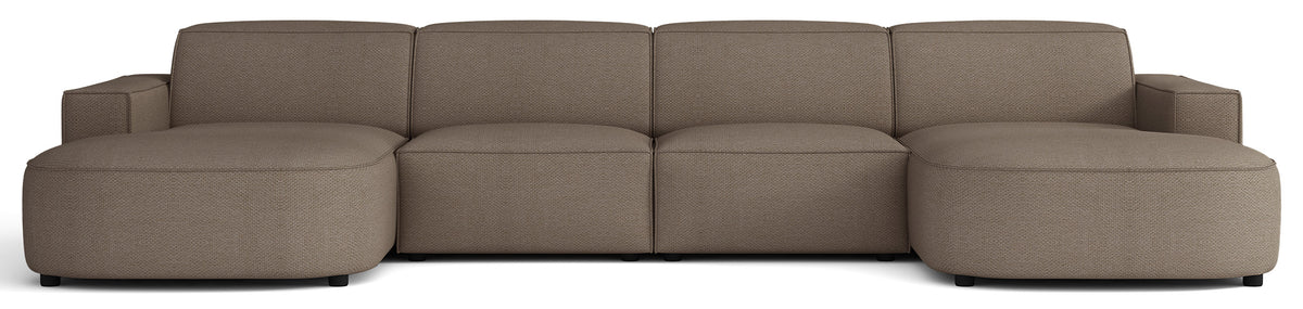 Modulares Ecksofa Sallmo U-förmig universell hellbraun hydrophobes Chenille