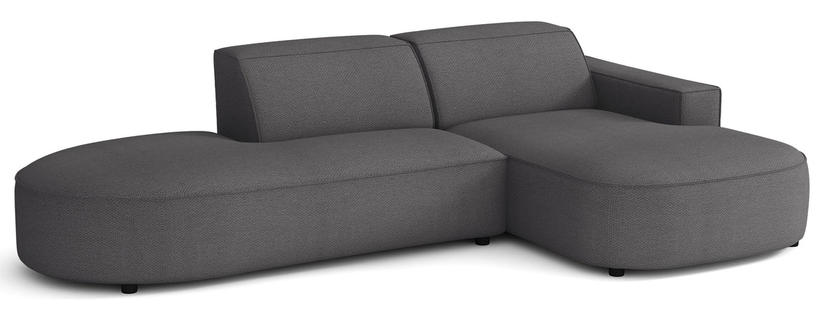 Modulares Ecksofa Sallmo L-förmig klein, rechtsseitig, dunkelgrauer hydrophober Chenillestoff