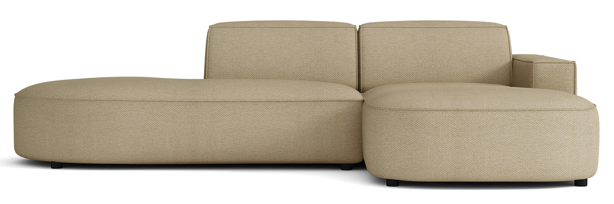 Canapé d'angle modulaire Sallmo petit en L, côté droit, chenille hydrofuge beige foncé